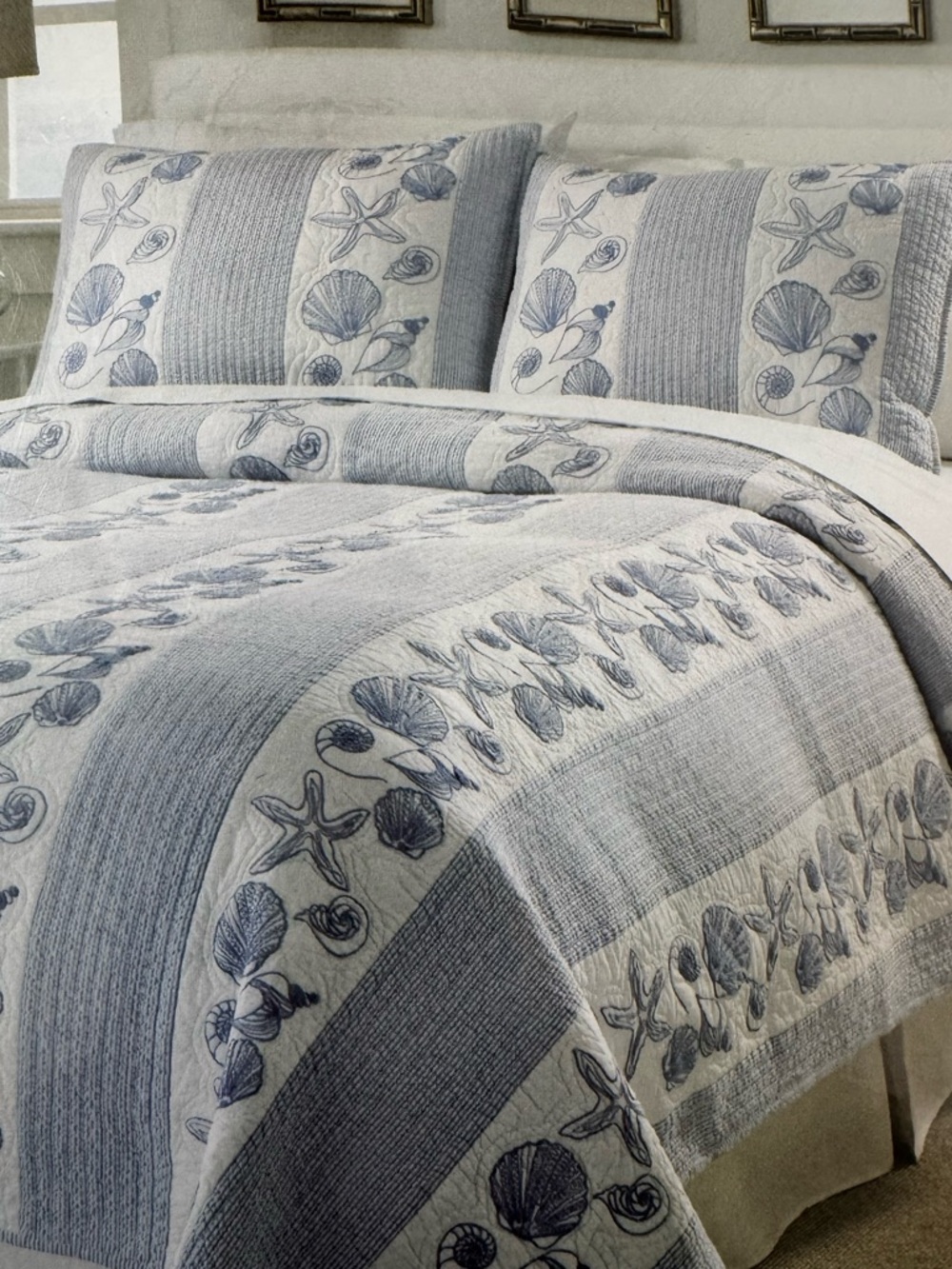 Liz Claiborne Home Sanibel Twin Quilt Cotton Beach Seashell Coastal Ocean